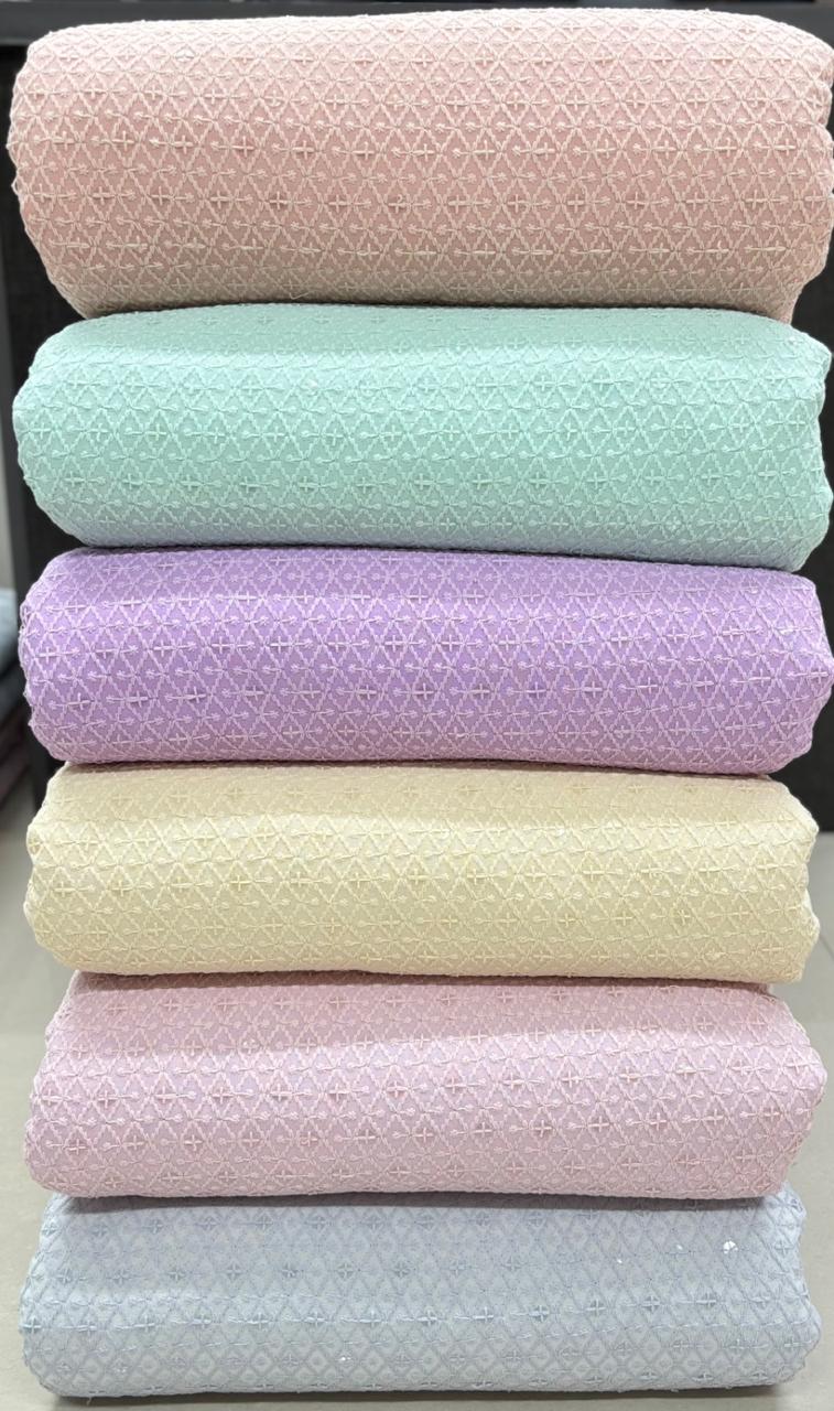 Viscose Rayon Chikan Sequins Embroidery Fabrics - Light Colors