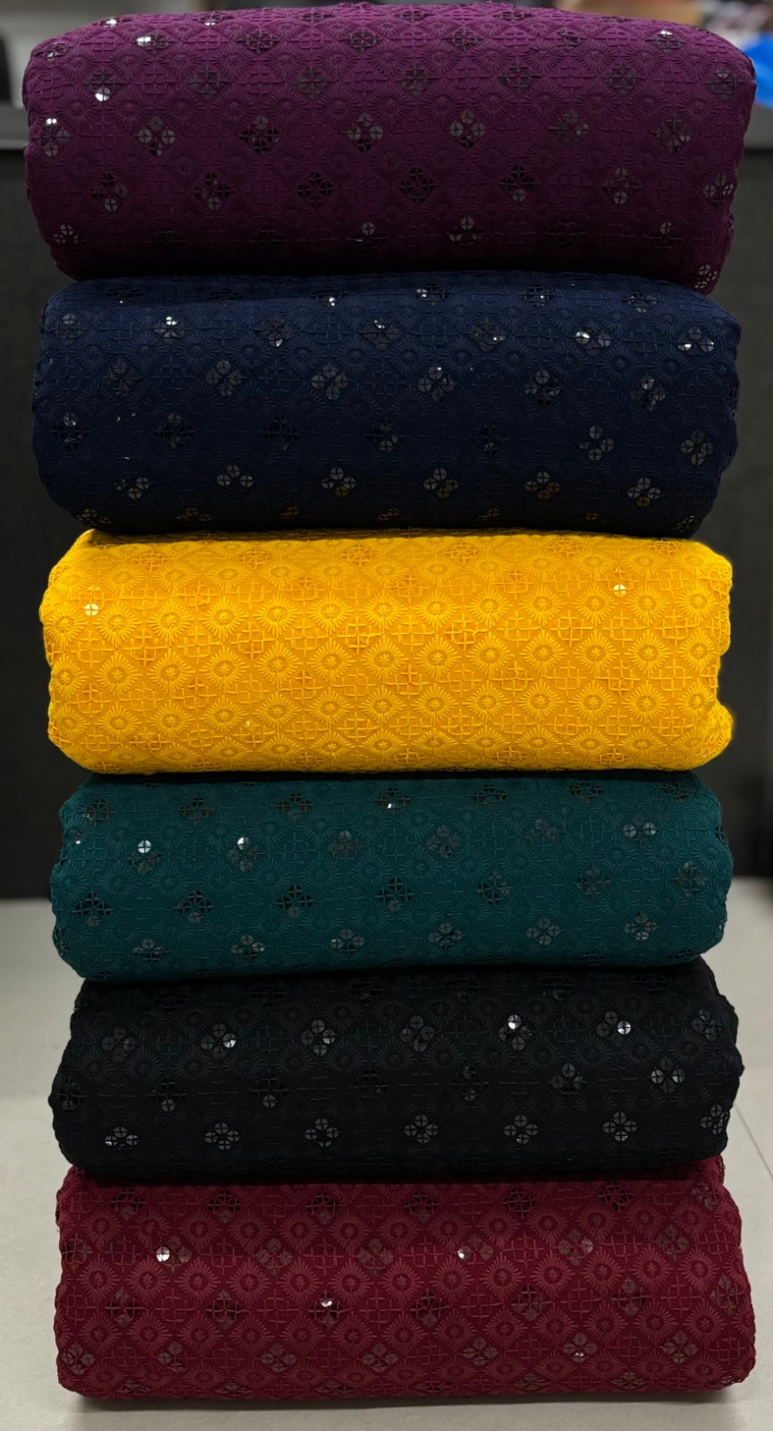 Trendy Sequins Men's Kurta Fabric - Viscose Rayon Schiffli Embroidery Fabrics