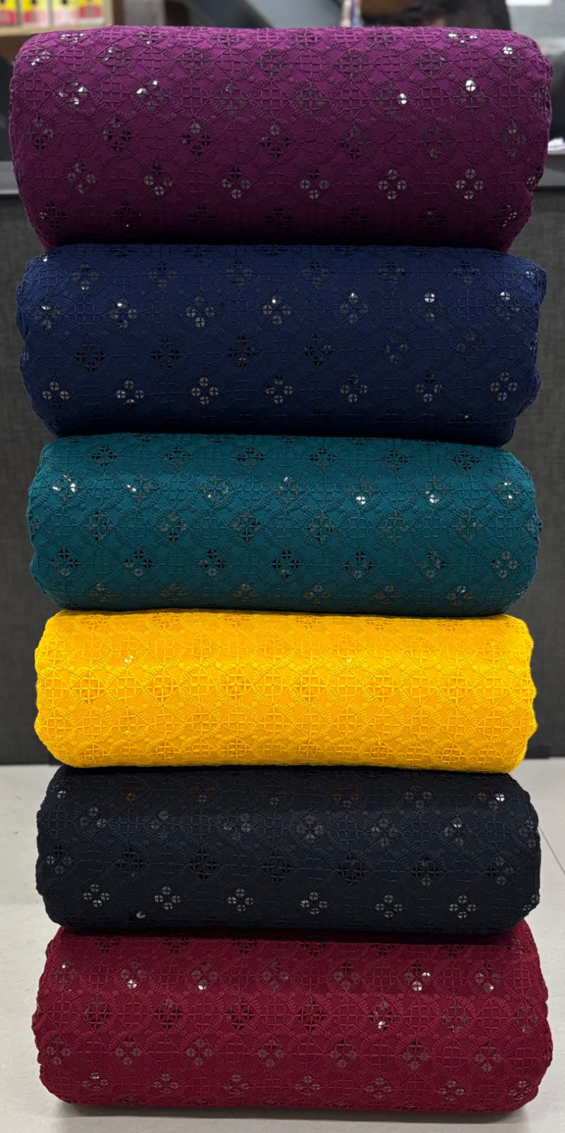 Trendy Sequins Men's Kurta Fabric - Viscose Rayon Schiffli Embroidery Fabrics