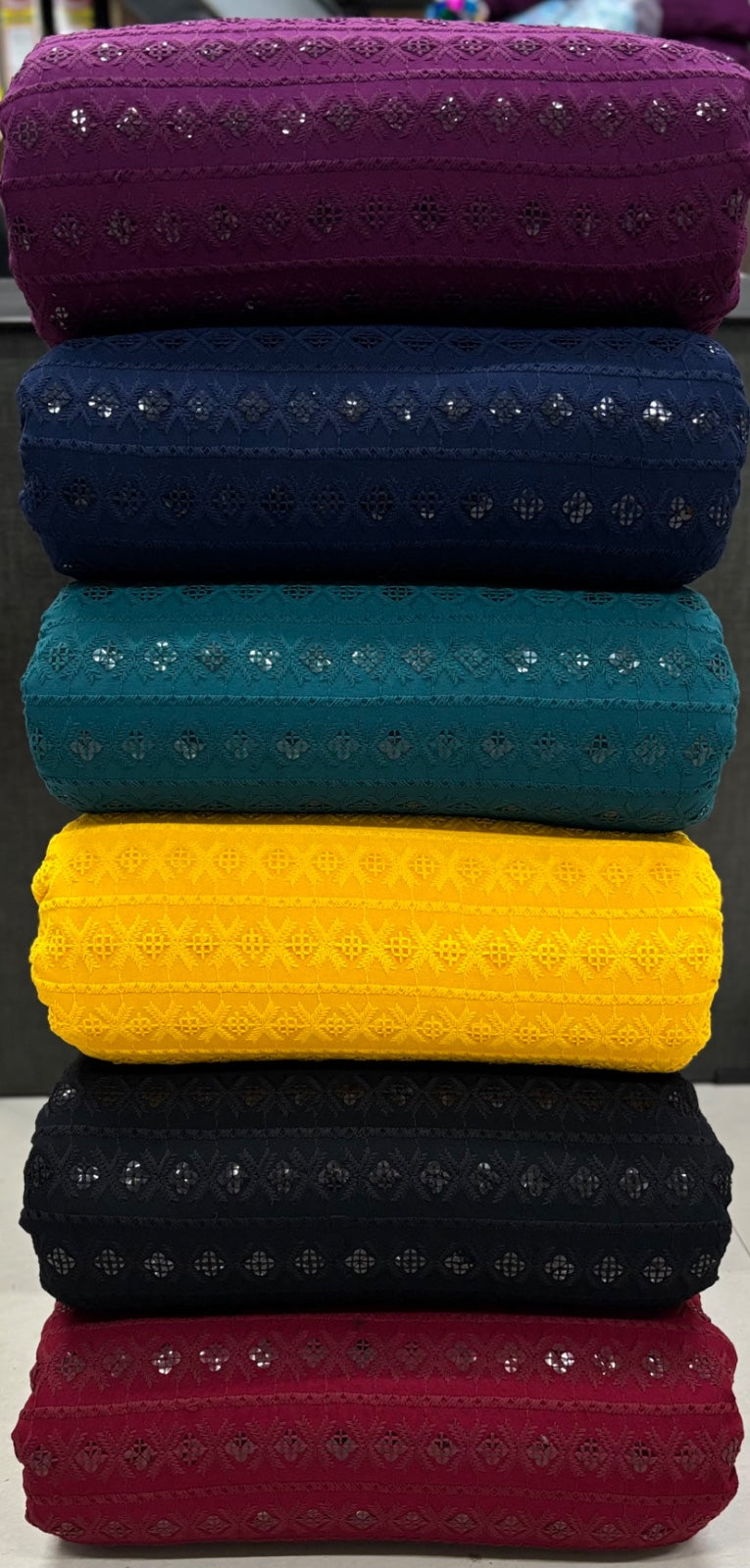 Trendy Sequins Men's Kurta Fabric - Viscose Rayon Schiffli Embroidery Fabrics
